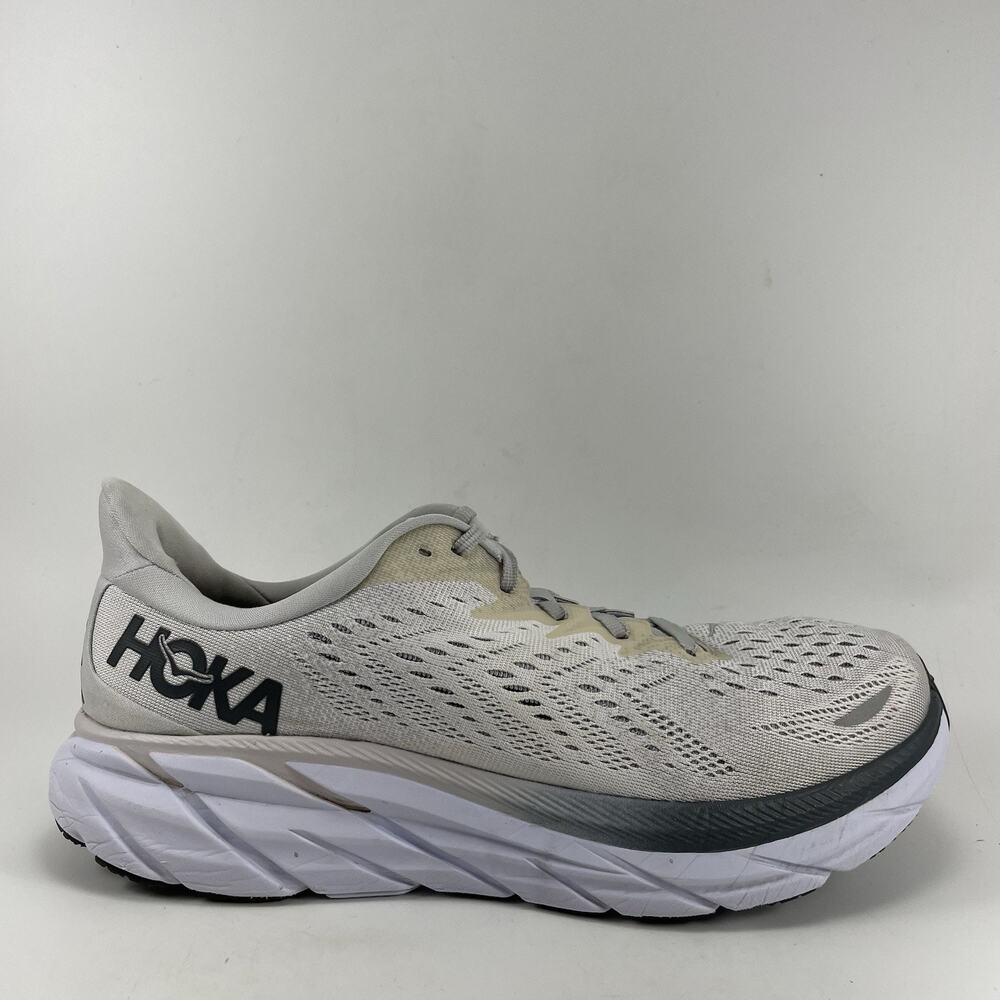 Hoka Clifton 8 Road Running Shoes Mens Size 11.5 Lunar Rock Nimbus Cloud Low Top